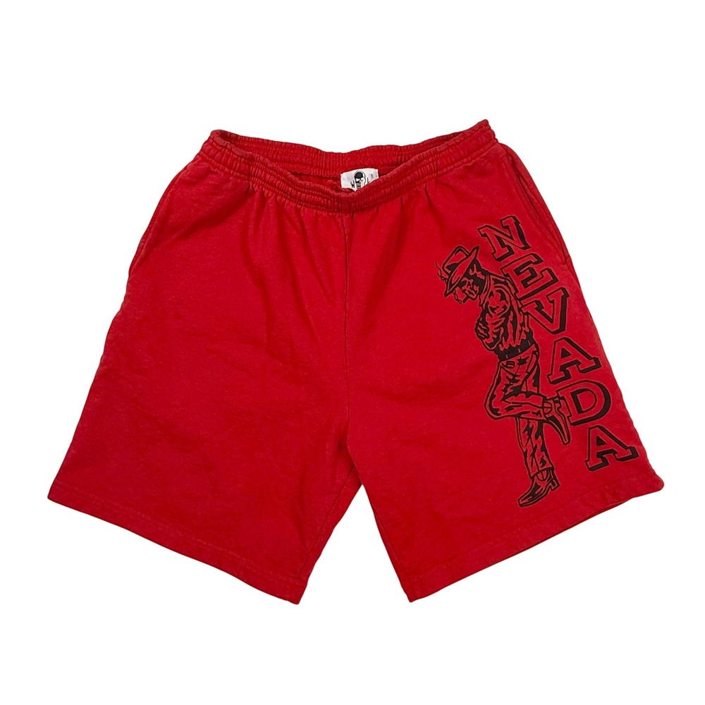 Warren Lotas Nevada Skeleton Cowboy Red Sweat Shorts Mens Large Graphic Cotton